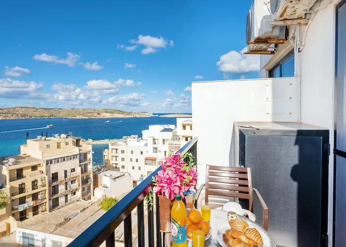 Seashells Sea View Penthouse With Private Hot Tub & Large Sunny Terrace With Stunning Views - By Getwaysmalta