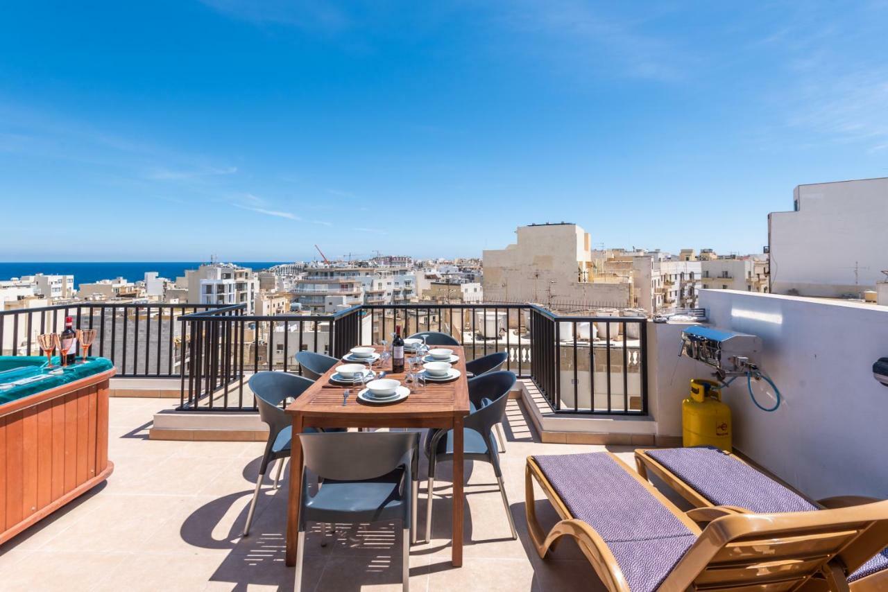 Apartment Seashells Sea View Penthouse With Private Hot Tub & Large Sunny Terrace With Stunning Views - By Getwaysmalta